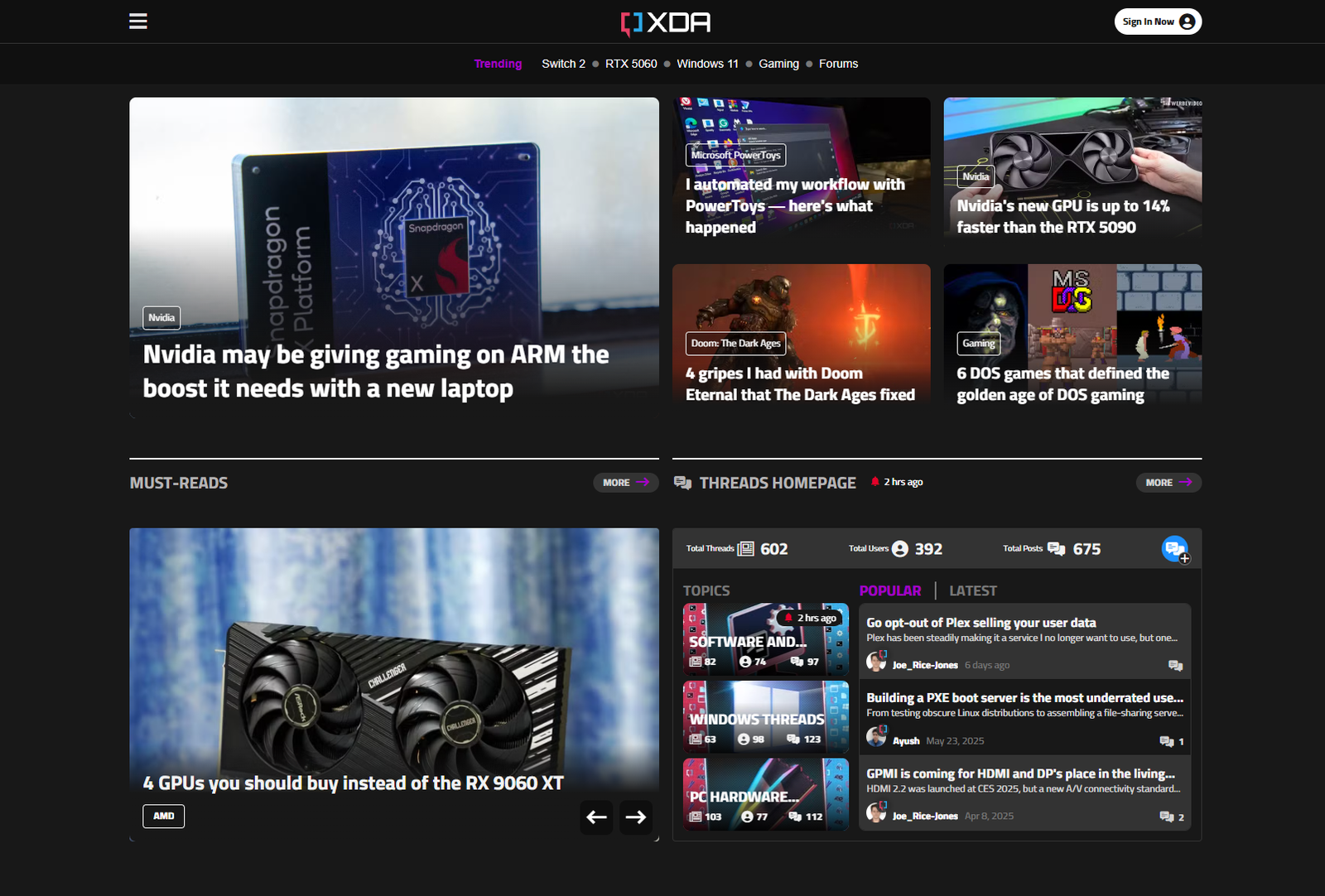 XDA-Developers.com Website Screenshot
